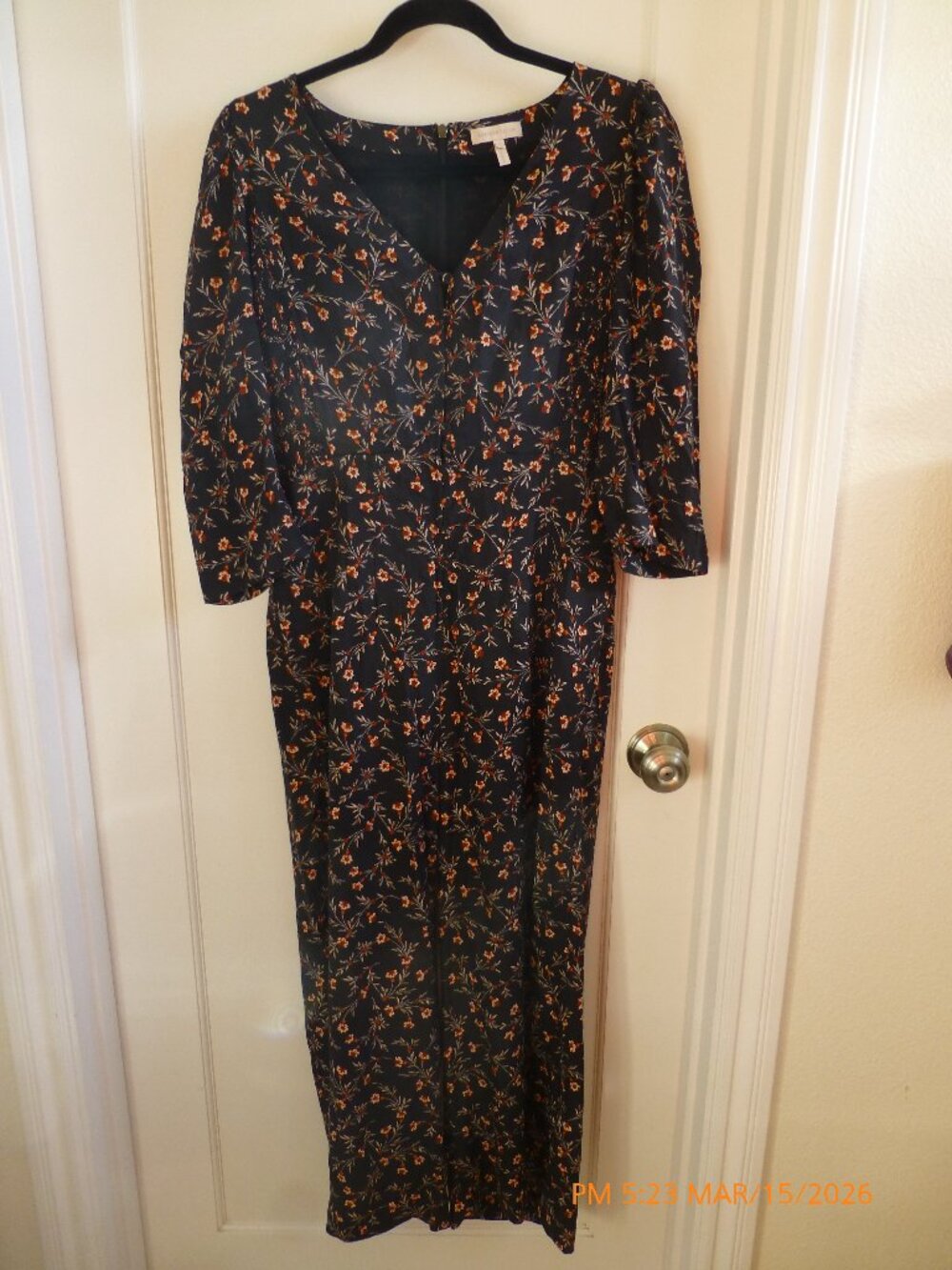 Rebecca Taylor V Neck Silk blend Jumpsuit size 4 Boho Wide Leg